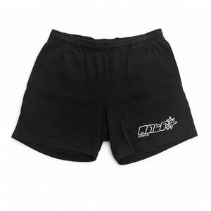 Black Athletic Shorts with White Embroidered Logo
